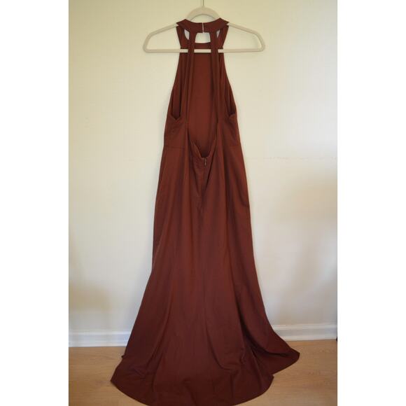 BHLDN Juliana High-Neck Side-Slit Stretch Crepe Maxi Dress Size 12 - Picture 5 of 6